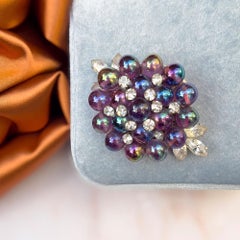 Late 1950s French Couture Vintage Glass and Rhinestone Fur Clip
