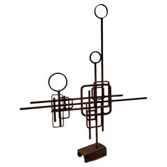 Late 1960s Early 1970s Hand Forged Abstract Metal Sculpture by Artist M. Durand