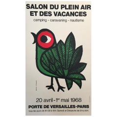 Late 1960s Original Vintage French Poster, 
Salon Du Plein Air Paris
 Bird