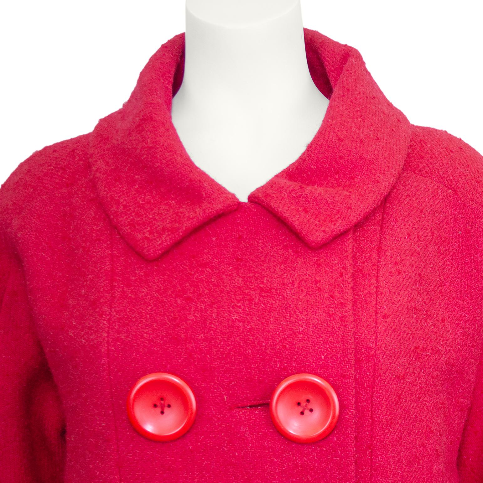 Women's Late 1960s Pierre Cardin Scarlet Swing Coat For Sale