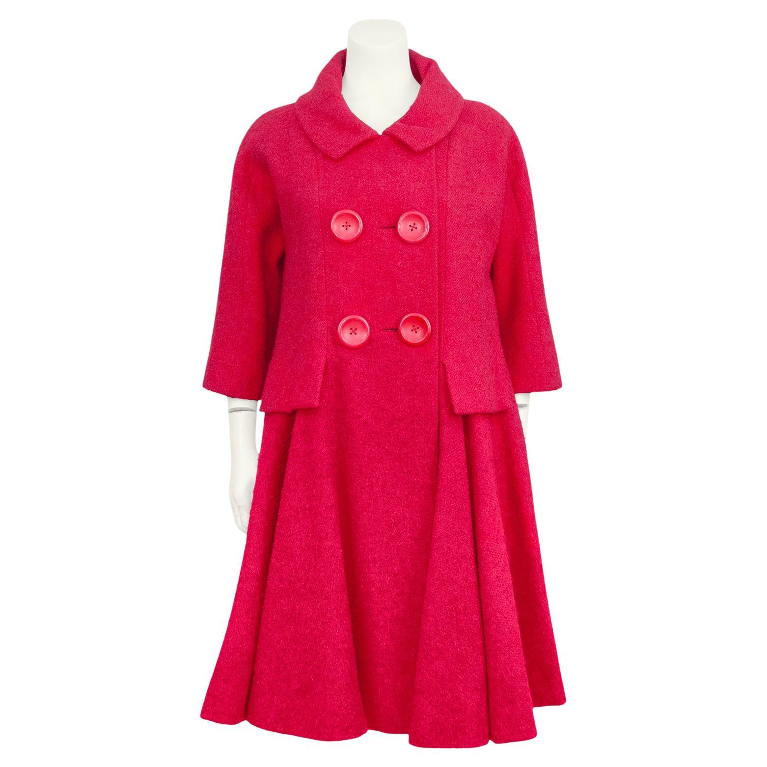 Late 1960s Pierre Cardin Scarlet Swing Coat