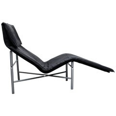 Black Leather Chaise Longue by Tord Bjorklund