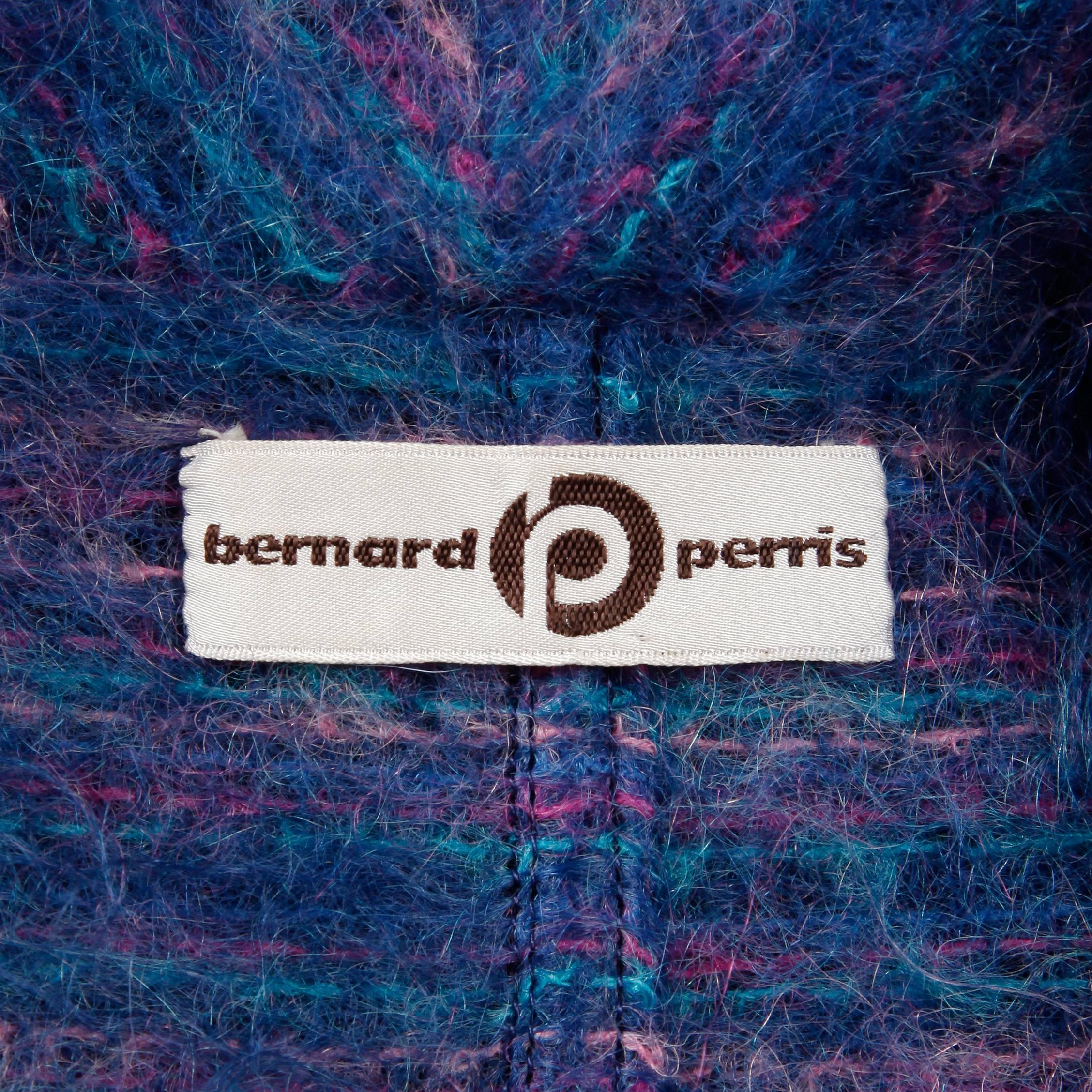 Late 1970s/ Early 1980s Bernard Perris Vintage Purple + Blue Mohair Trench Coat In Excellent Condition For Sale In Sparks, NV