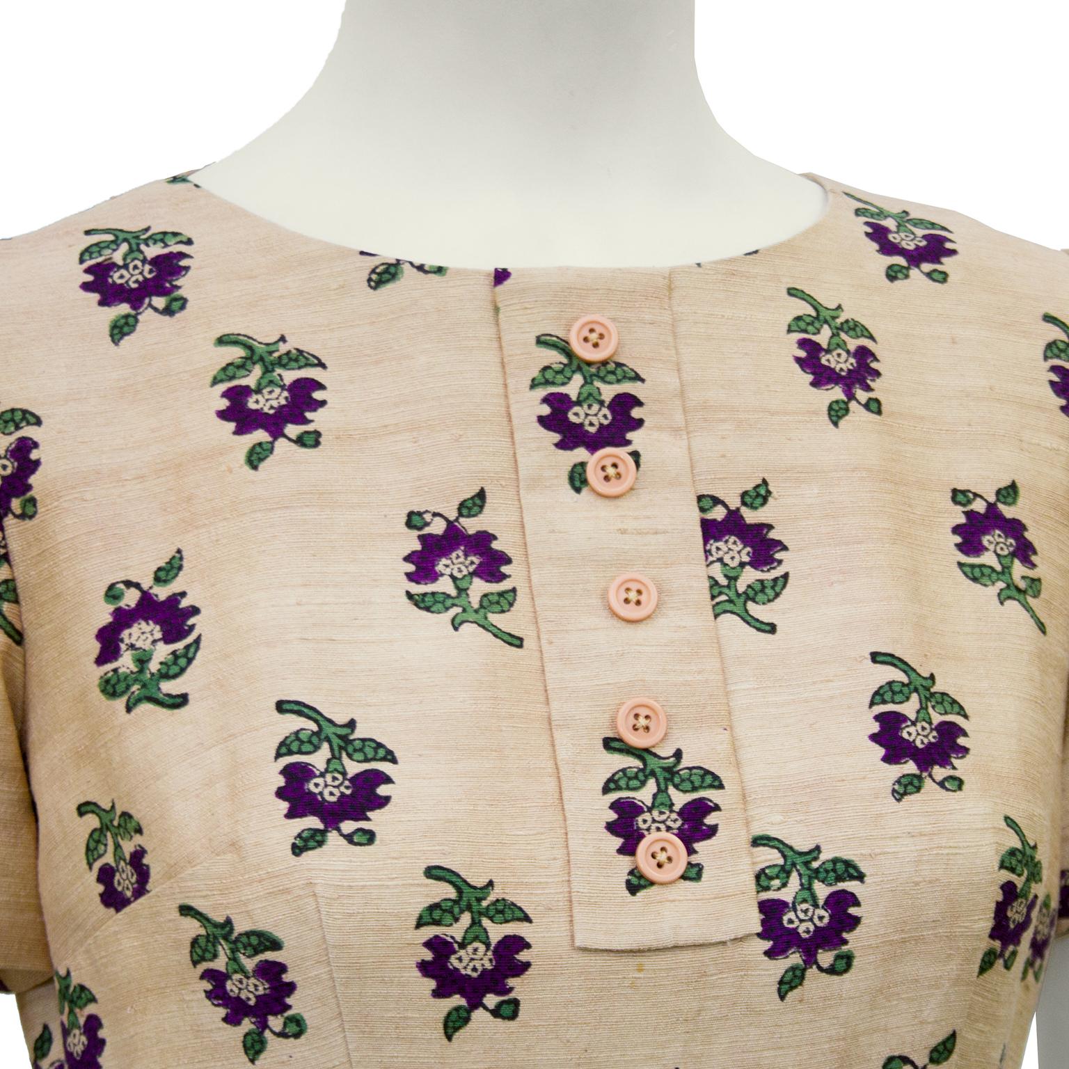 Women's Late 1970s Lanvin Raw Shantung Bagh Printed Dress and Jacket