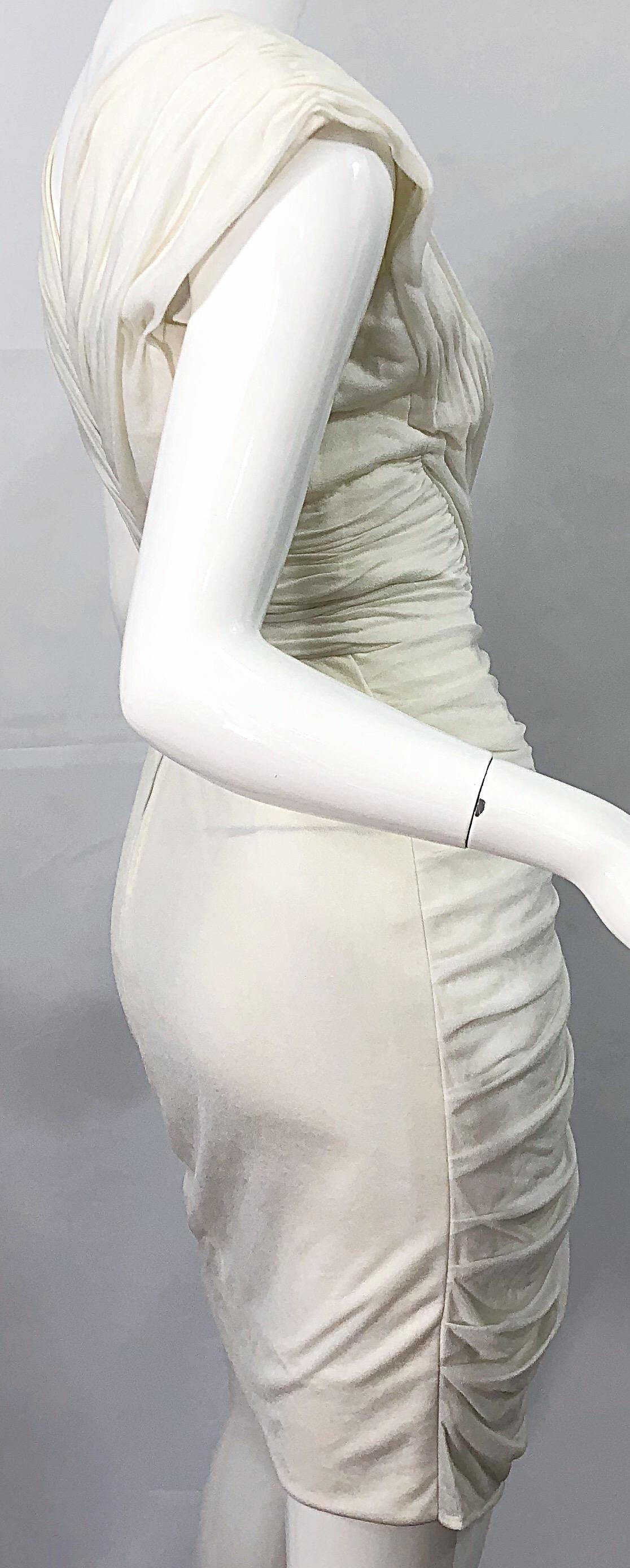 Late 1970s Loris Azzaro Couture White Silk Matte Jersey Grecian Inspired Dress 2