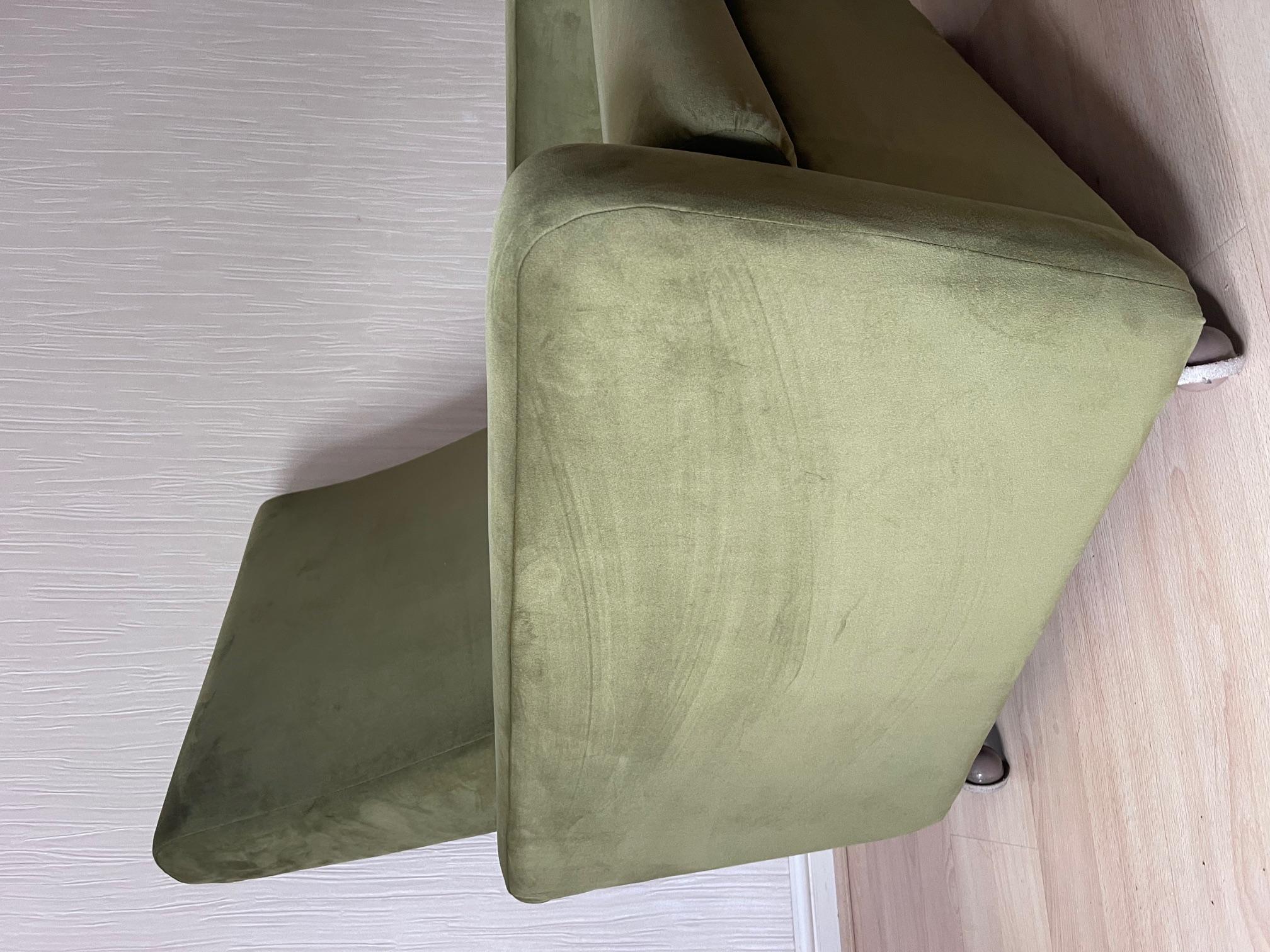 Late 1970's Lounge Chair in Olive Green Velvet by Remploy For Sale 4