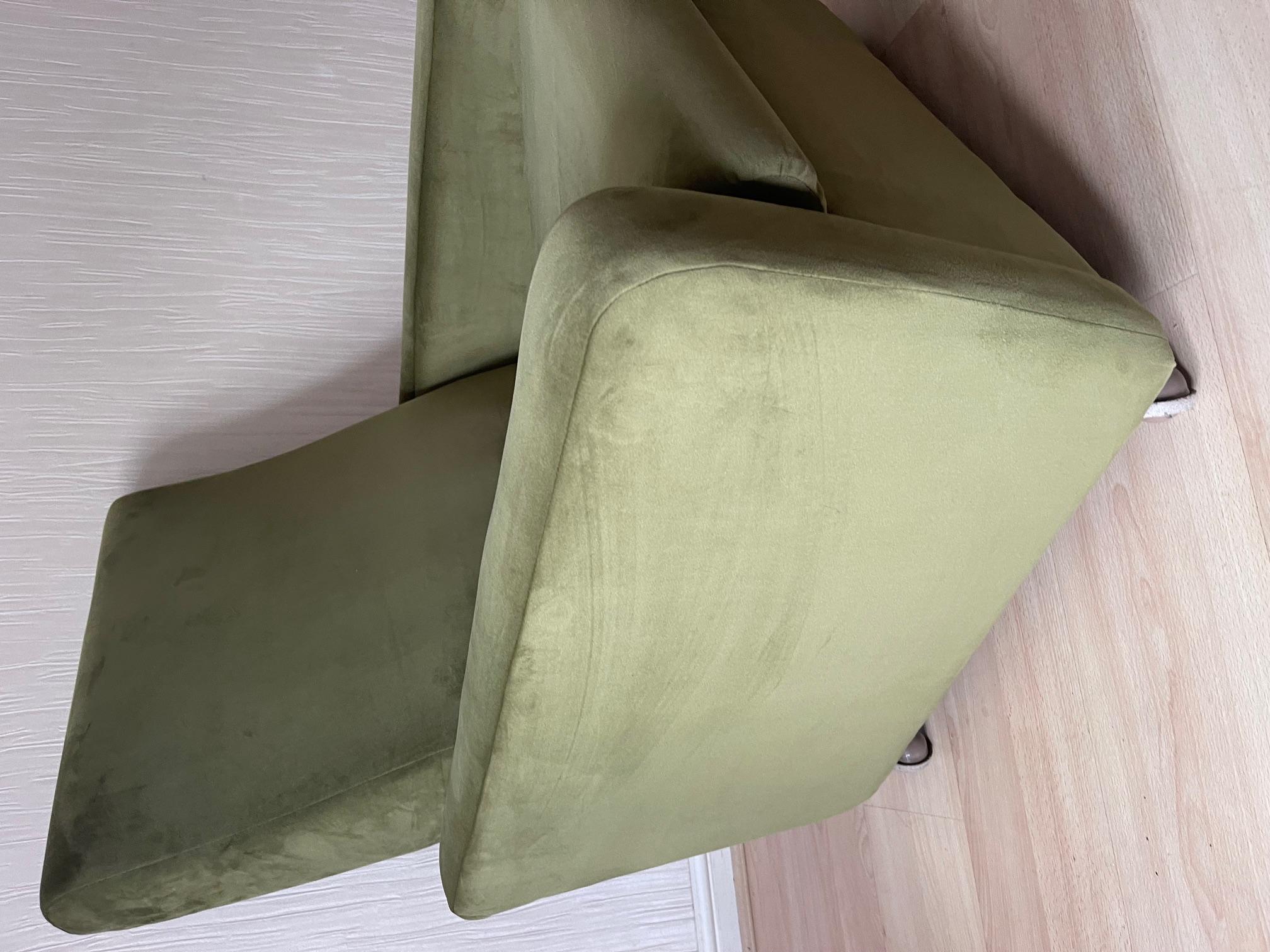 Late 1970's Lounge Chair in Olive Green Velvet by Remploy For Sale 5
