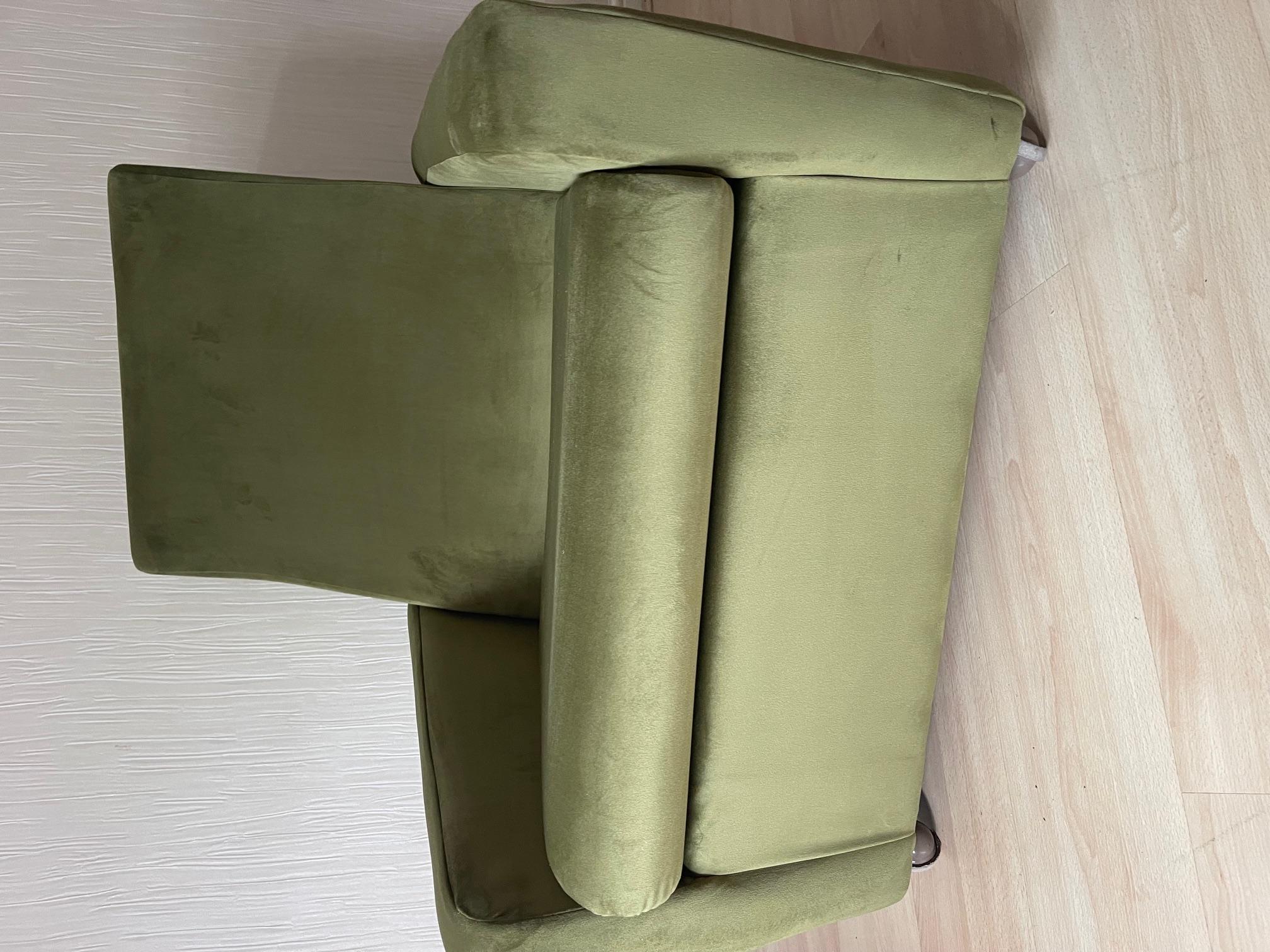 Late 1970's Lounge Chair in Olive Green Velvet by Remploy For Sale 6