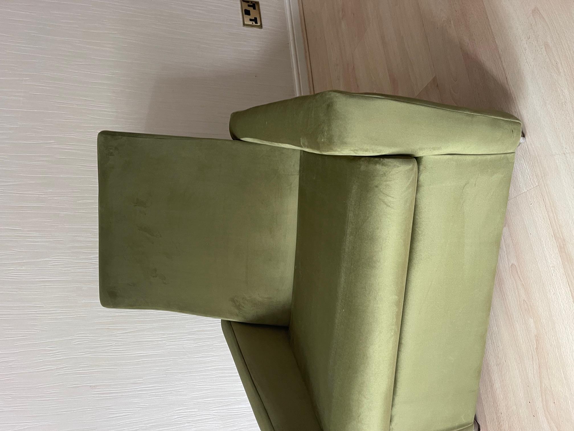 Late 1970's Lounge Chair in Olive Green Velvet by Remploy For Sale 7