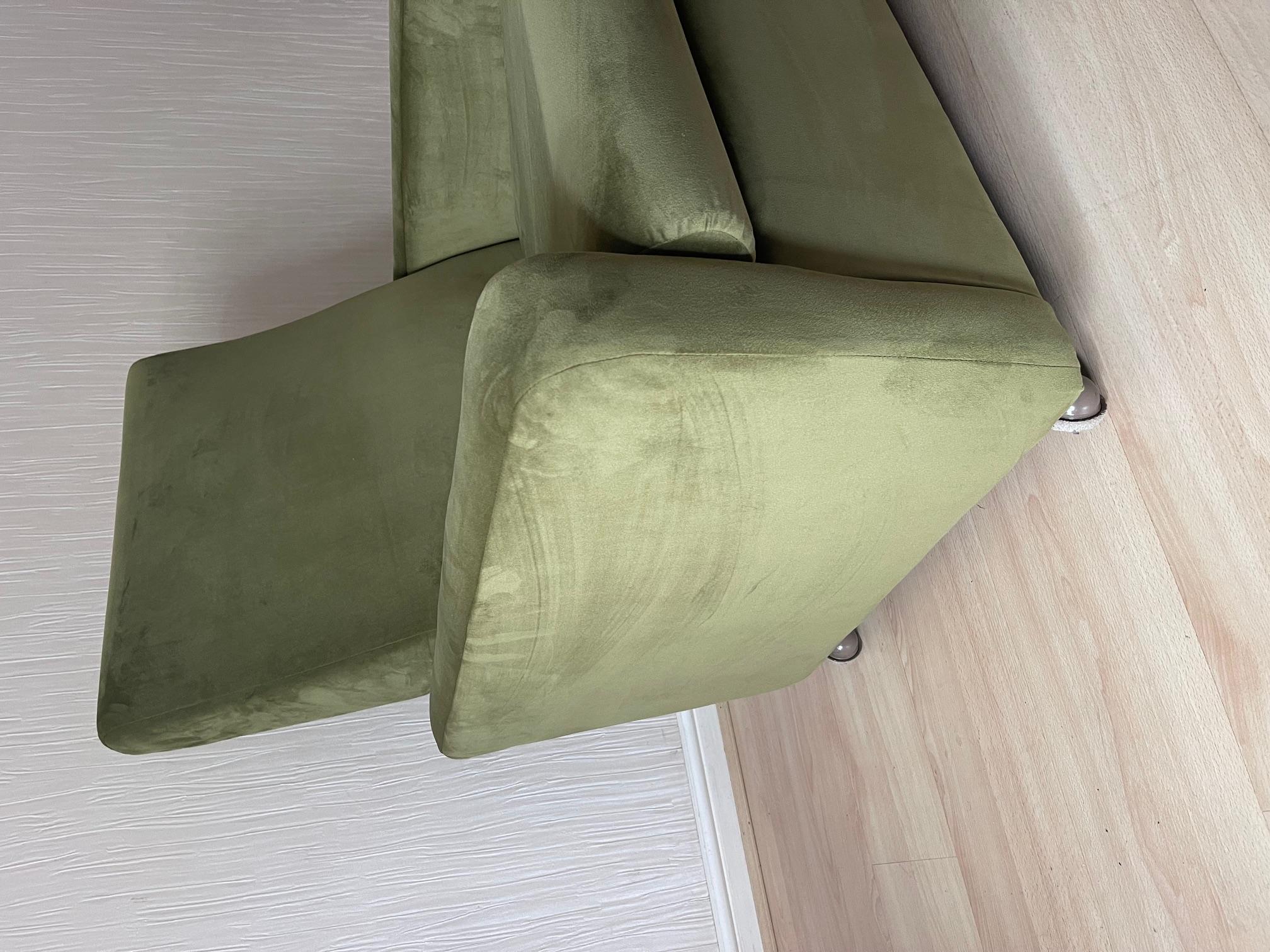 Late 1970's Lounge Chair in Olive Green Velvet by Remploy In Good Condition For Sale In Tarleton, GB