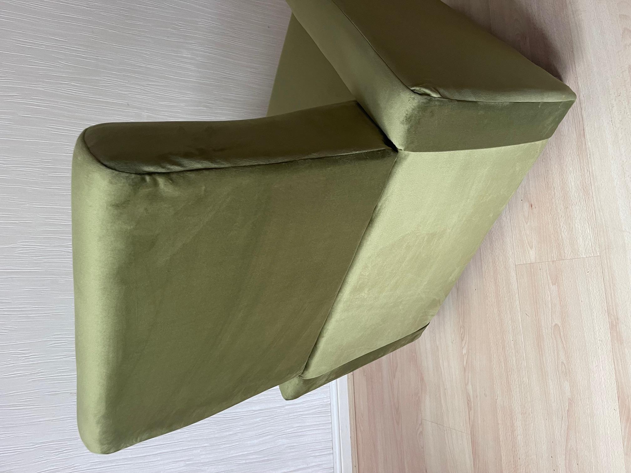 Late 20th Century Late 1970's Lounge Chair in Olive Green Velvet by Remploy For Sale