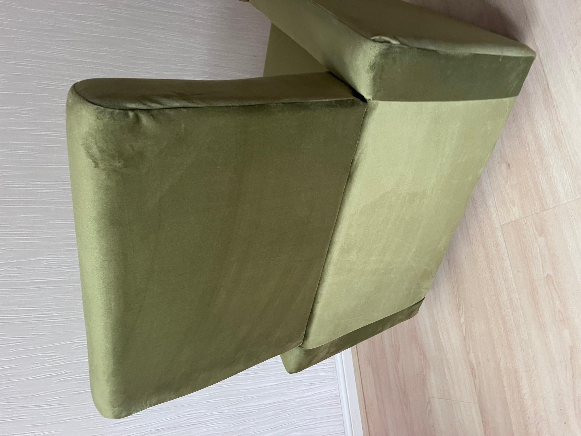 Late 1970's Lounge Chair in Olive Green Velvet by Remploy For Sale 1