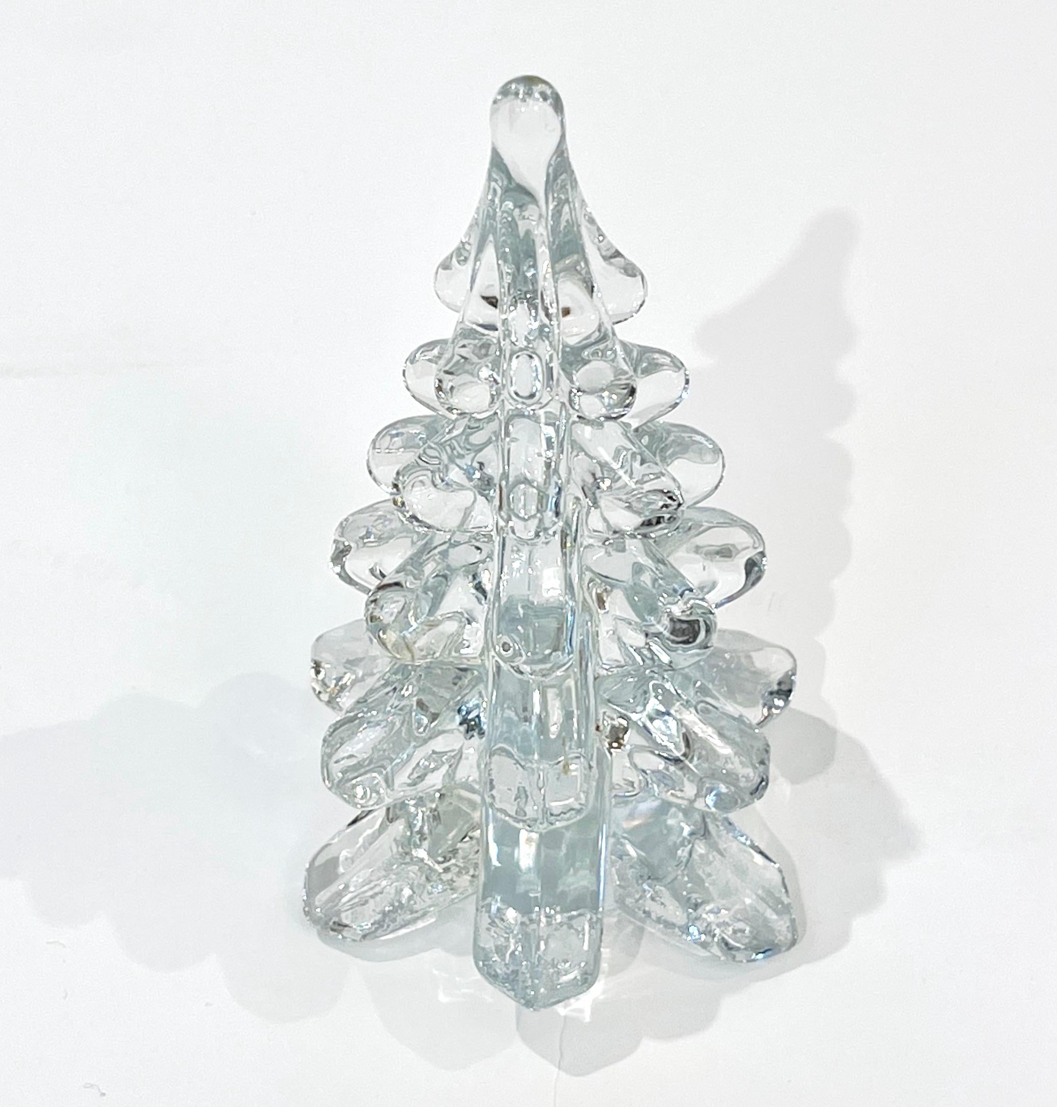 Crystal fir tree of organic sleek modern design, an individually handcrafted vintage creation attributed to FM Konstglas: although not signed, it was acquired accompanied by a similar taller tree, item LU911231635062, etched FM Ronneby Sweden.