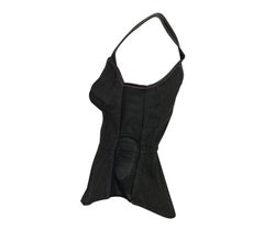 Late 1970s Thierry Mugler Denim Mesh Corset Bustier Top