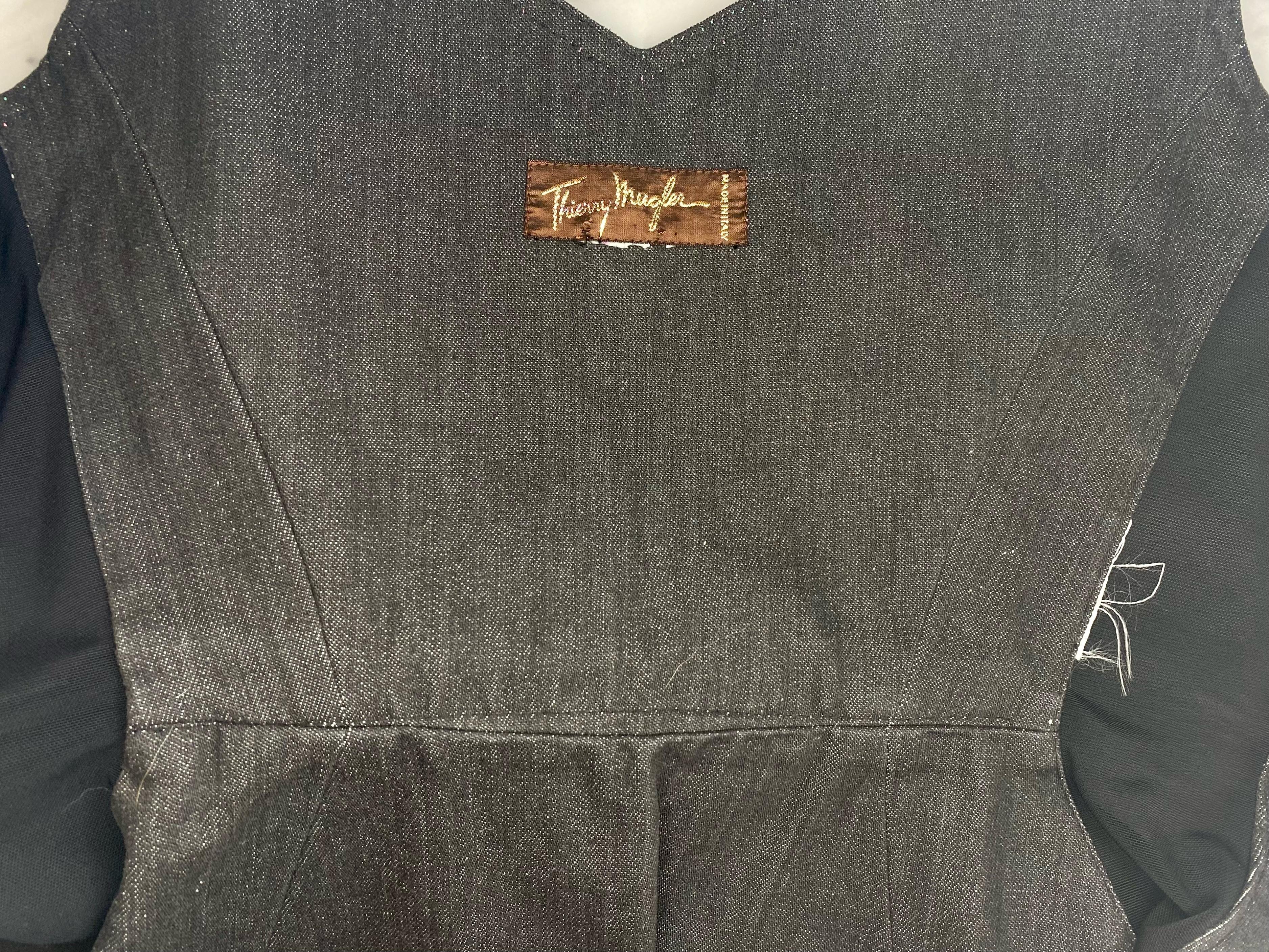 Thierry Mugler, bustier corset en maille de jean, fin des années 1970 en vente 2