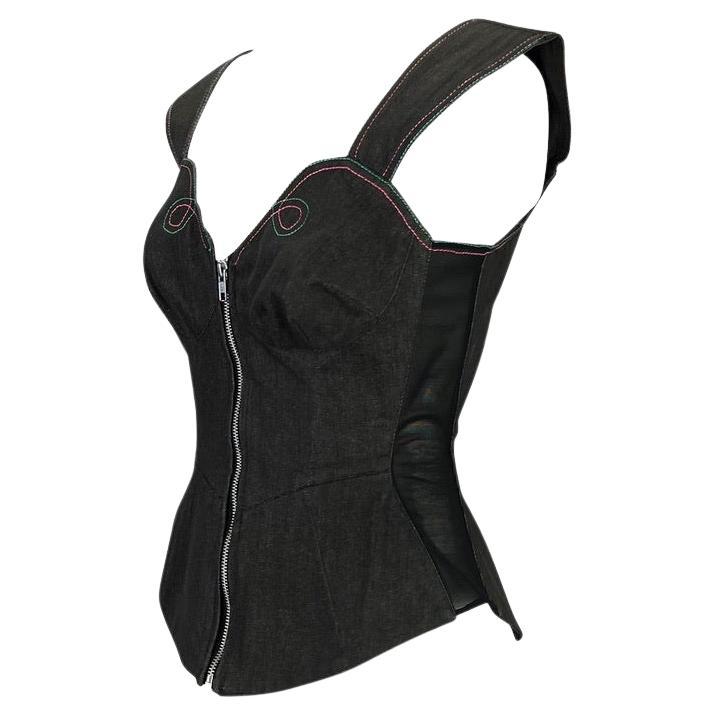 Gilet Bustier 2 En 1 Thierry Mugler Vintage – Taille 38 Petit, Laine Et Soie, Fait Main