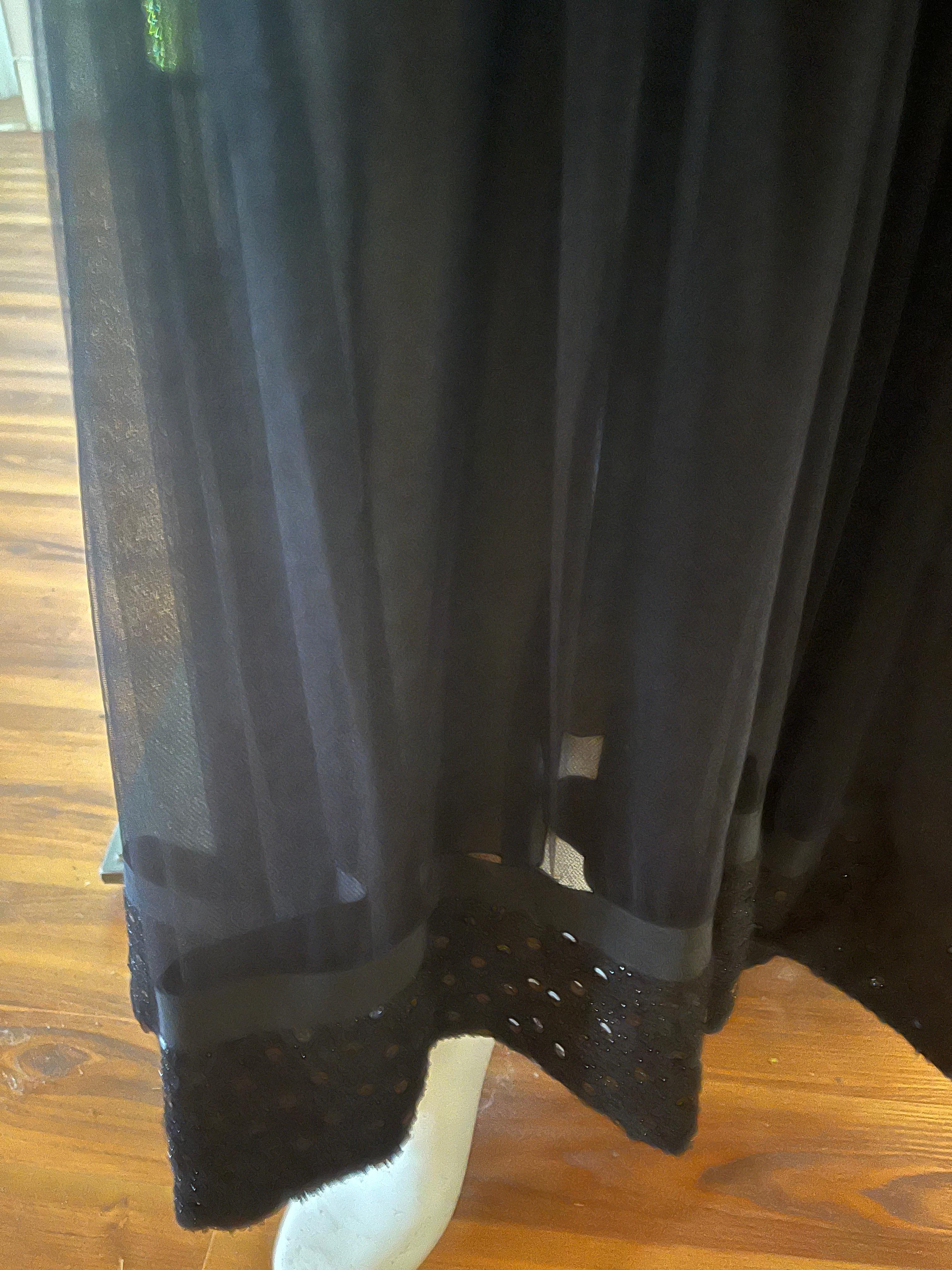 Late 1980s Chanel Black Sequin and Tulle Gown  For Sale 3
