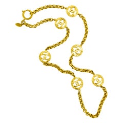 Late 1980s Chanel Gold Chain Necklace with Logos 