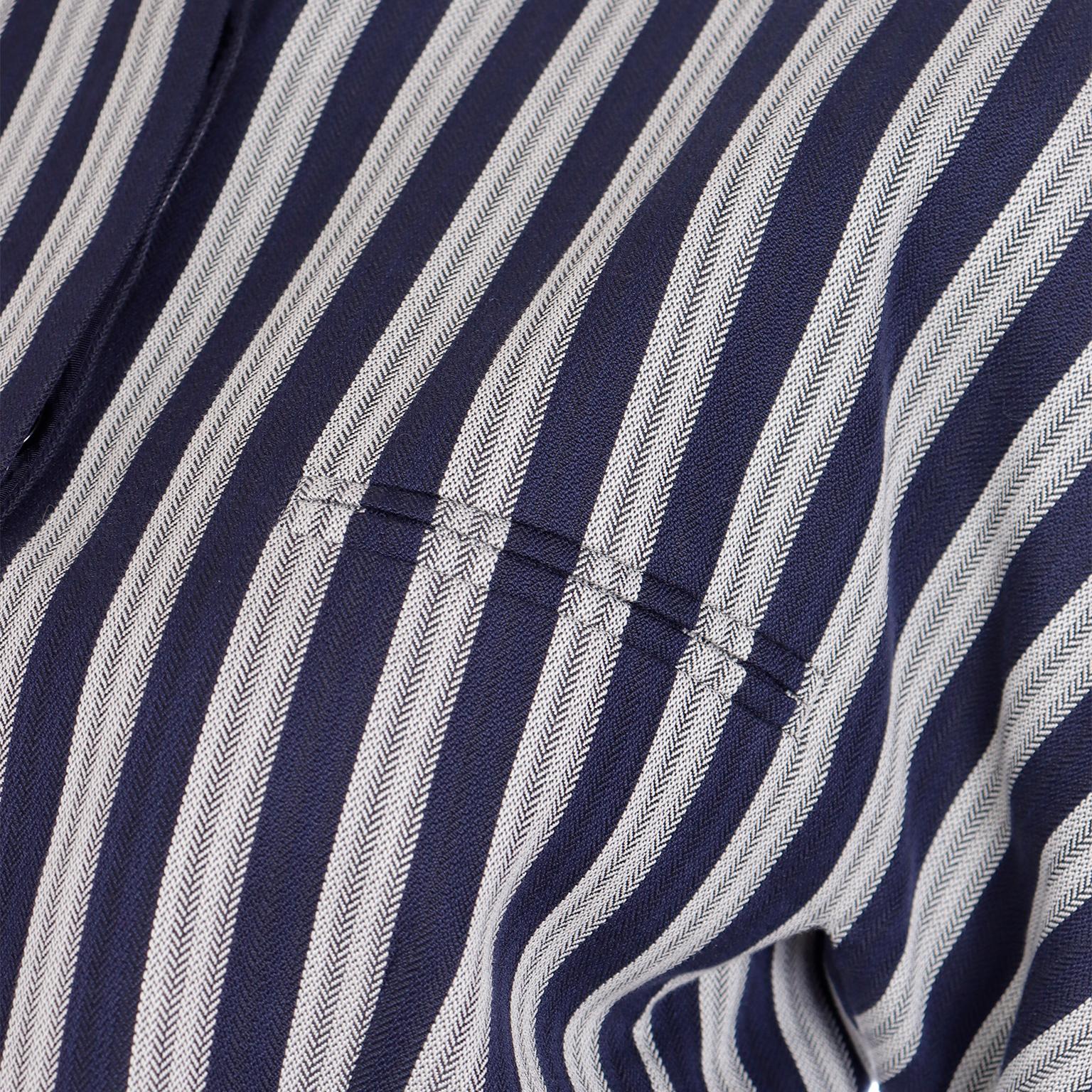 Late 1980s Giorgio Armani Deadstock Blue & White Striped Cropped Jacket w Tags For Sale 1
