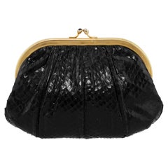 Late 1980s Judith Leiber Black and Gold Clutch 