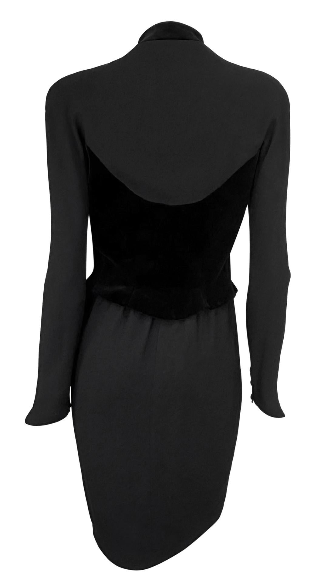 Women's Late 1980s Thierry Mugler Sculptural Velvet Faux Skirt Suit Midi Dress For Sale