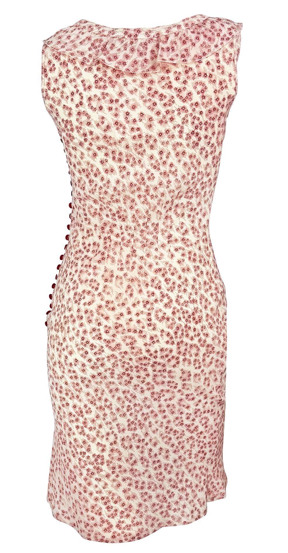 De las mujeres Vestido midi con ribete de volantes y estampado floral rosa Chloé by Stella McCartney de finales de los 90 en venta