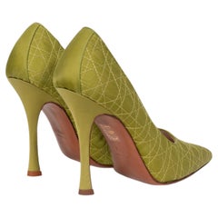 Late 1990s Christian Dior by John Galliano Unworn Chartreuse Green Cannage Pumps