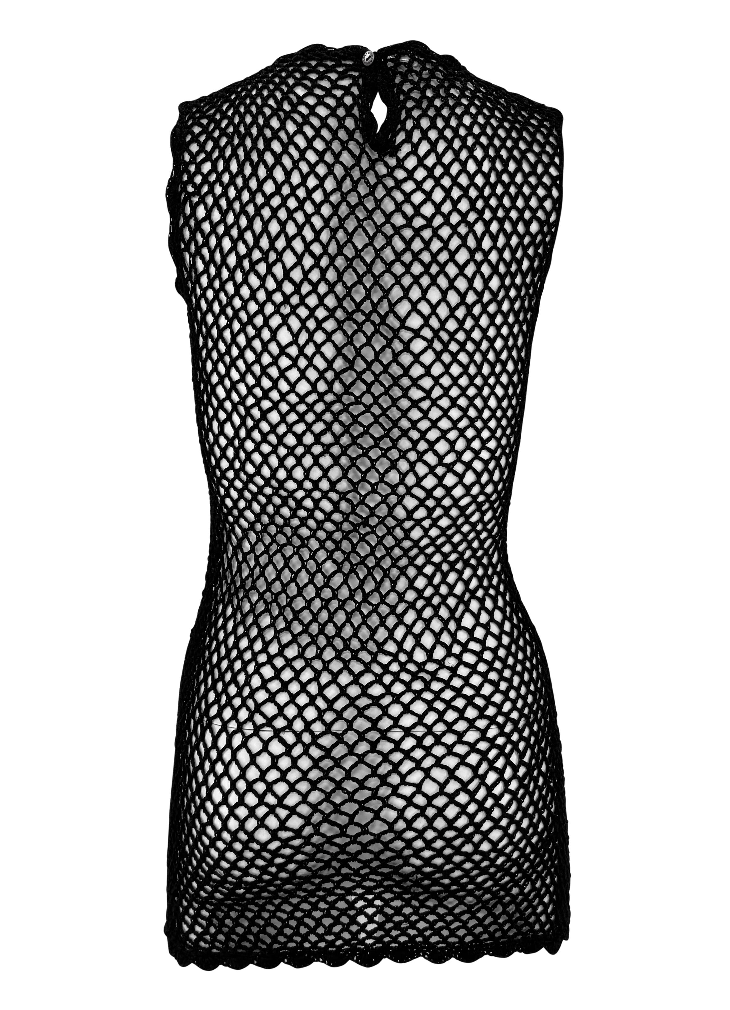 De las mujeres Finales de los 90 Dolce & Gabbana Mini vestido negro de punto de ganchillo transparente en venta