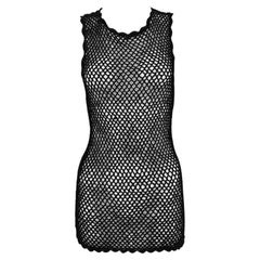 Finales de los 90 Dolce & Gabbana Mini vestido negro de punto de ganchillo transparente