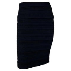 Late 1990s Dolce & Gabbana Black Textured Knit Woven Bodycon Pencil Skirt
