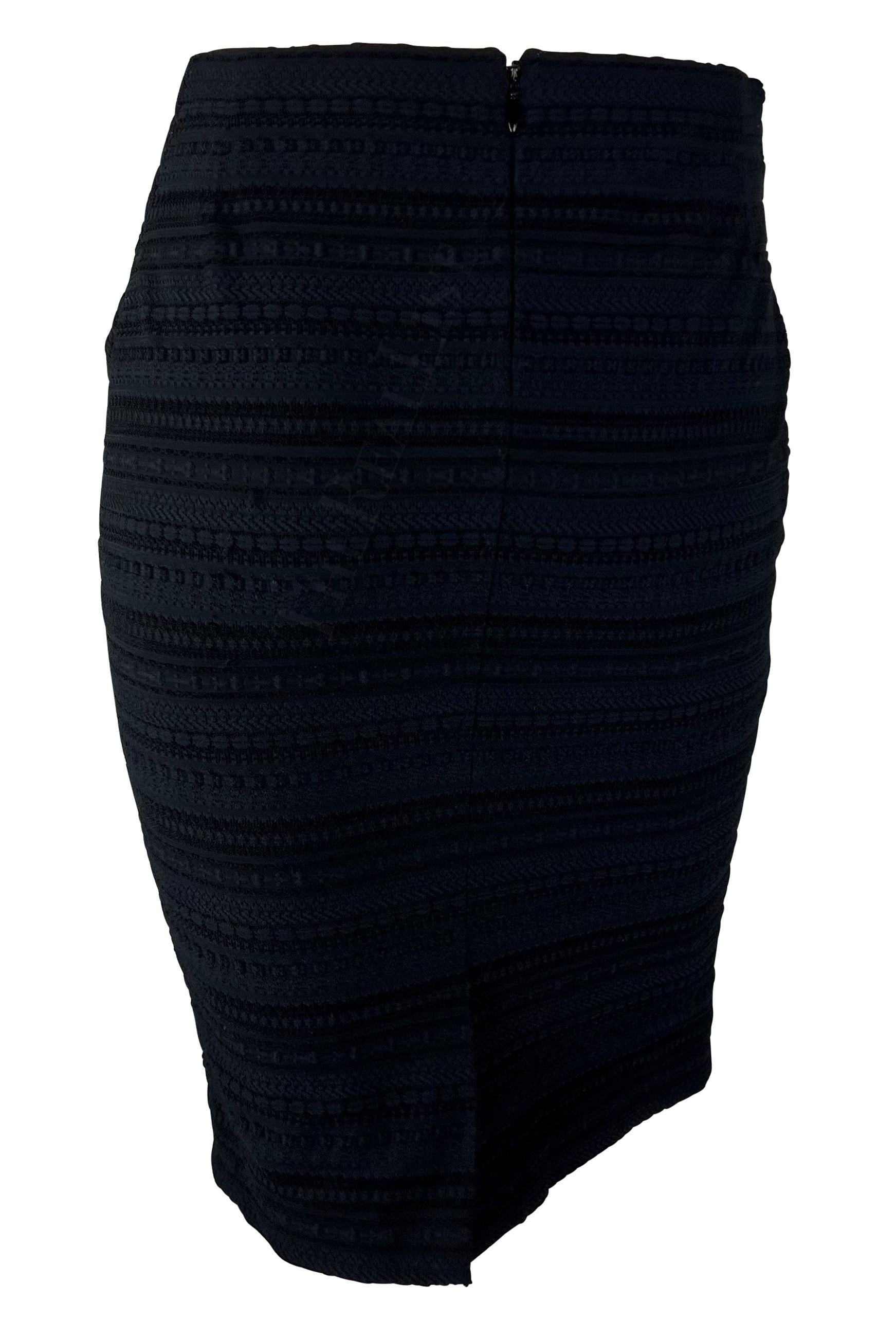 Women's Late 1990s Dolce & Gabbana Black Textured Knit Woven Bodycon Pencil Skirt For Sale