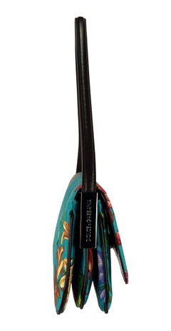 Late 1990s Dolce & Gabbana Blue Satin Floral Small Y2K Shoulder Bag