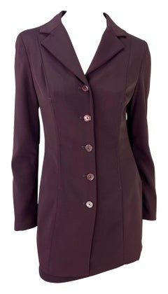 Late 1990s Dolce & Gabbana Corset-Boned Burgundy Bodycon Mini Skirt Suit