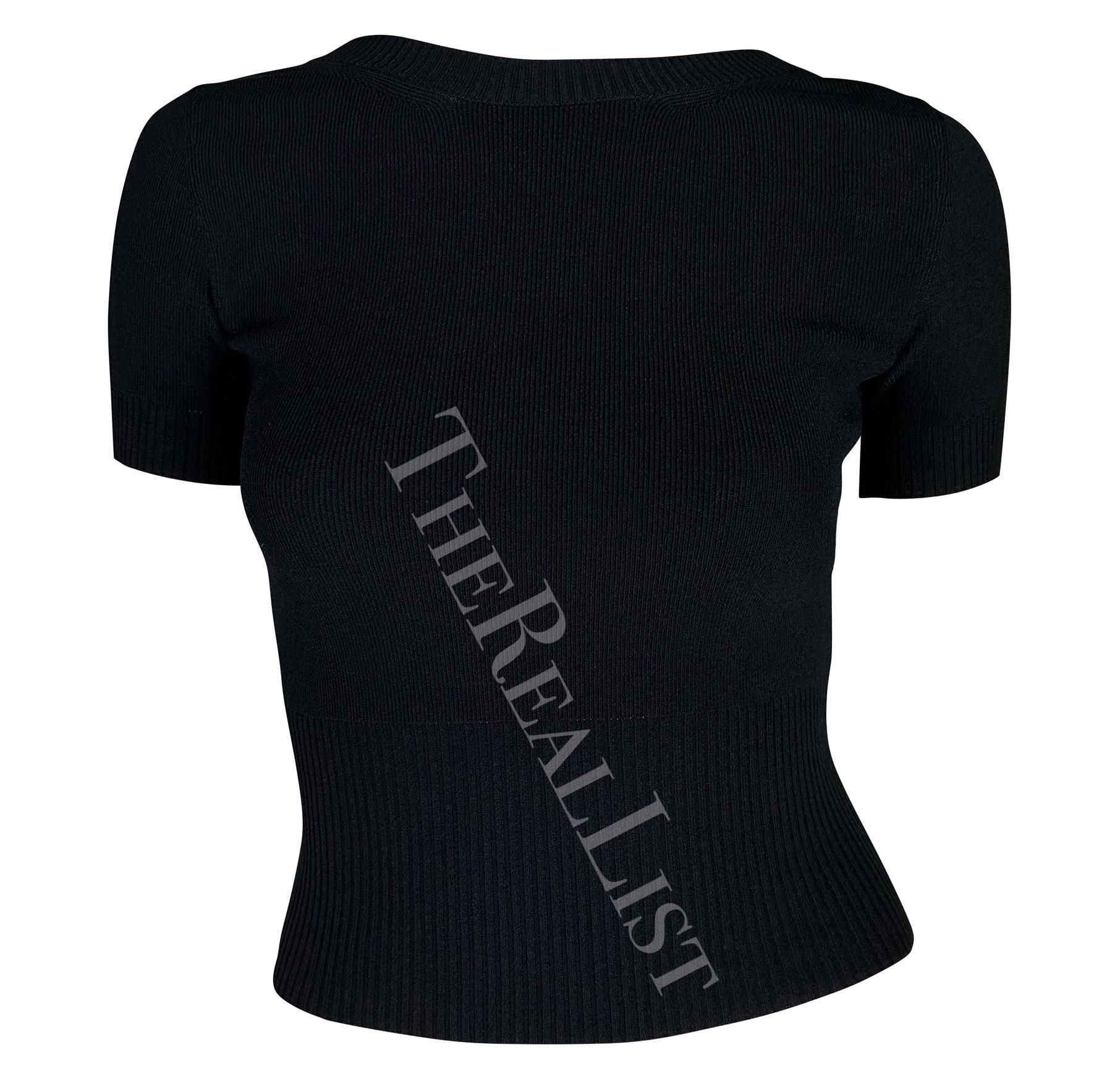 Women's Late 1990s Dolce & Gabbana Runway Black Knit Backless Sweater Crop Top For Sale