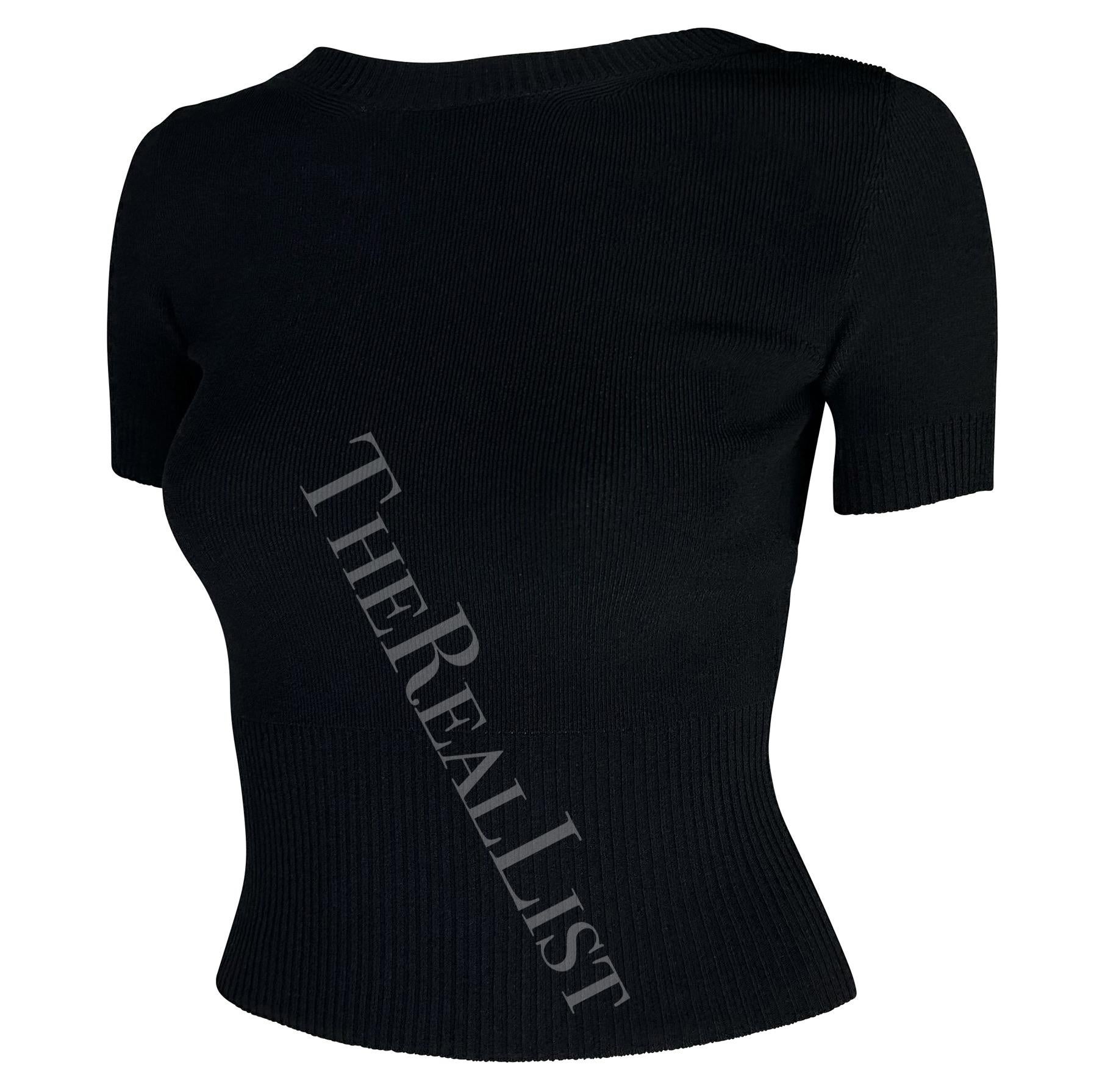 Late 1990s Dolce & Gabbana Runway Black Knit Backless Sweater Crop Top For Sale 1