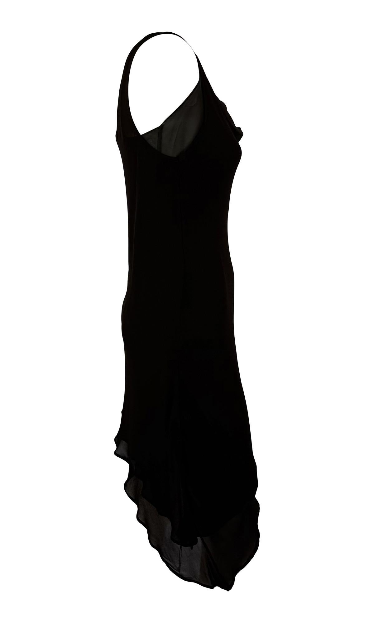 Late 1990s Donna Karan Sheer Dark Brown Asymmetric Grey Double Slip Dress For Sale 2