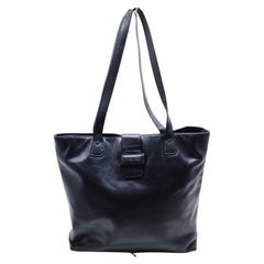 Late 1990s Excellent Condition Chanel Smooth Black Leather Tote Bag