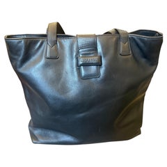 Late 1990s Excellent Condition Chanel Smooth Black Leather Tote Bag