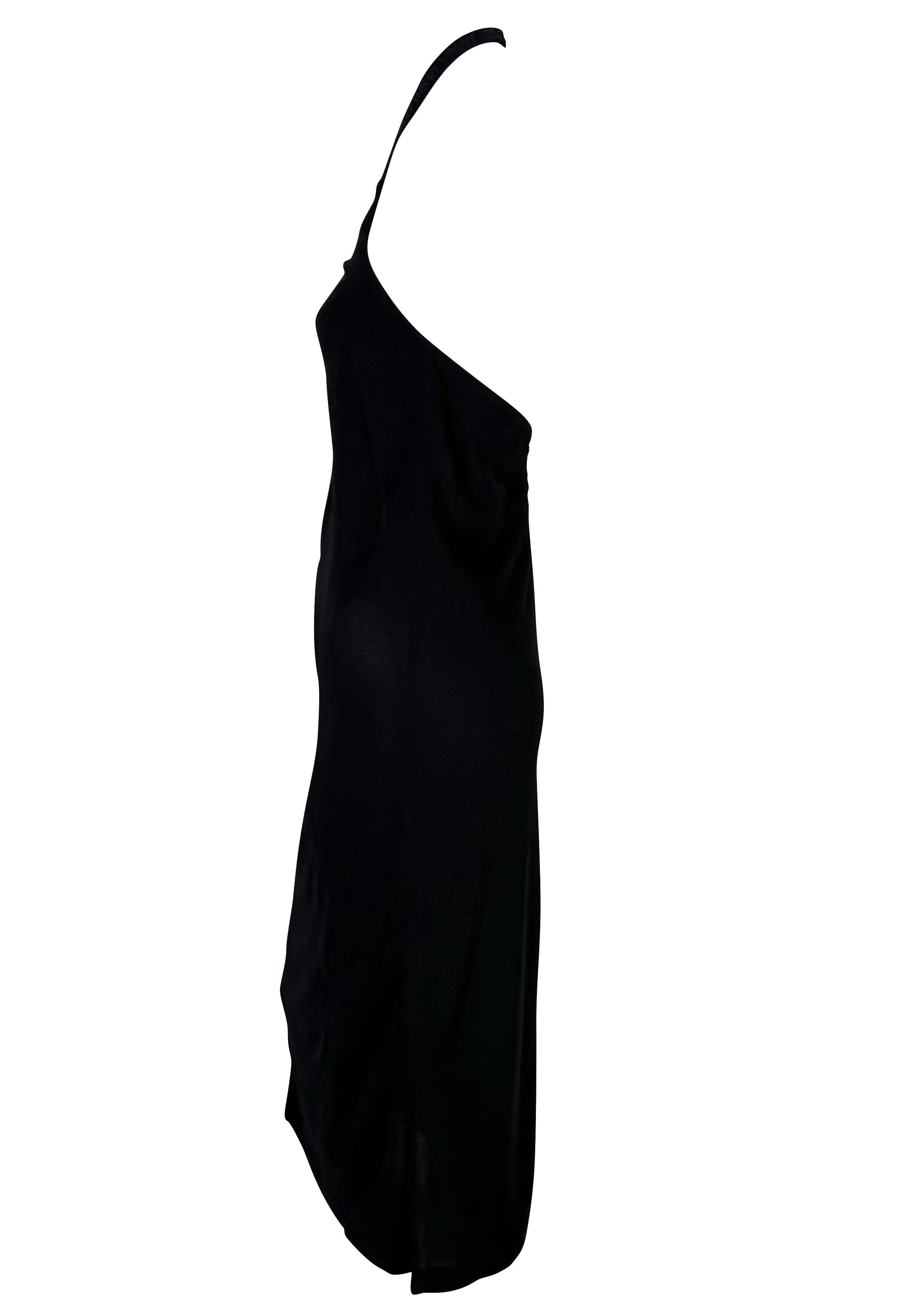 Robe noire à col bénitier extensible Gianni Versace by Donatella Logo de la fin des années 1990 Bon état - En vente à West Hollywood, CA