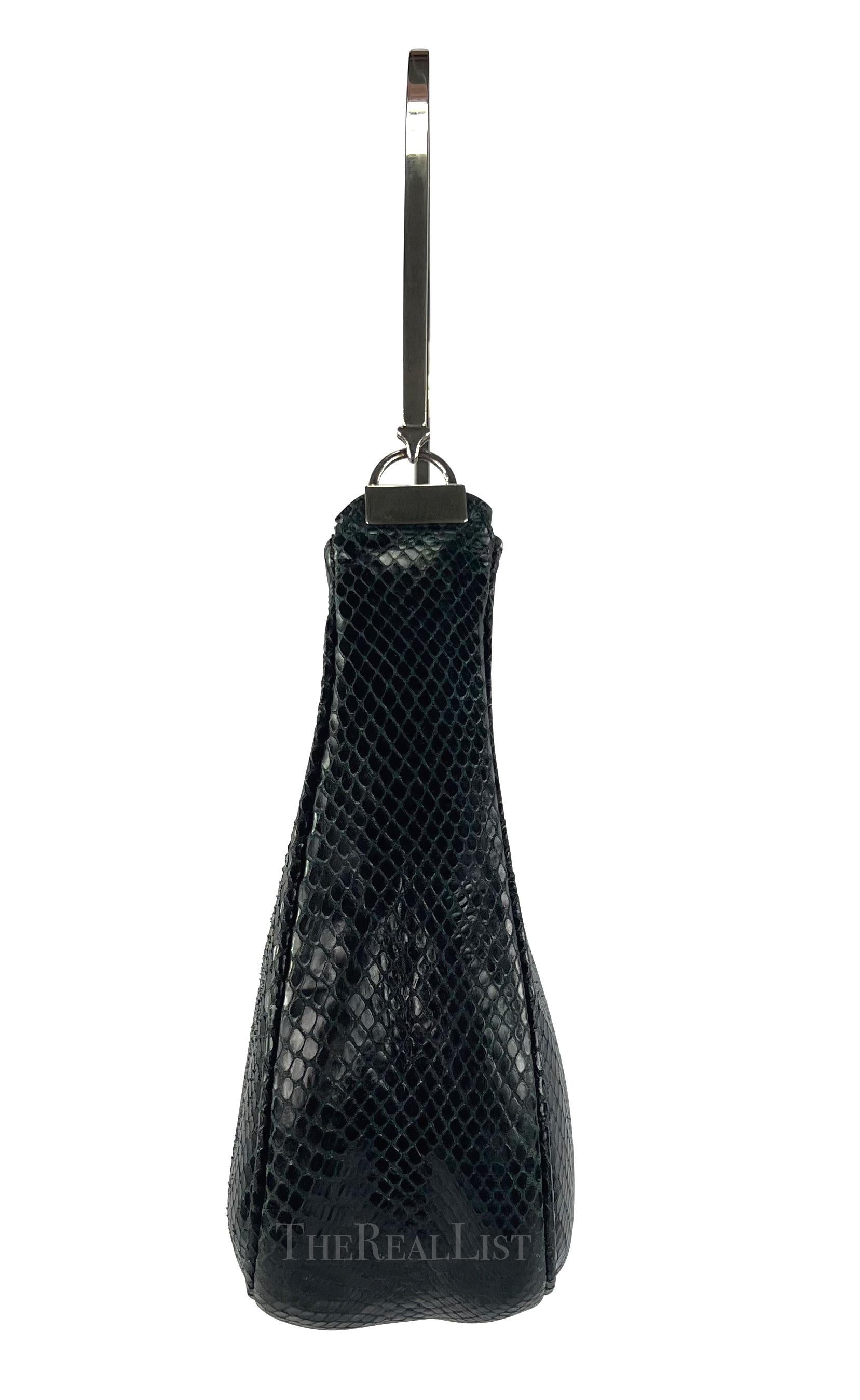 1990s Gianni Versace Couture Teal Python Metal Top Handle Shoulder Bag For Sale 2