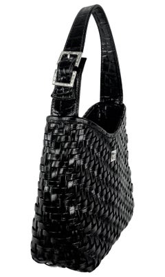 Ende der 1990er Gianni Versace by Donatella Minitasche aus gewebtem Leder mit Strass und Medusa mit Strass