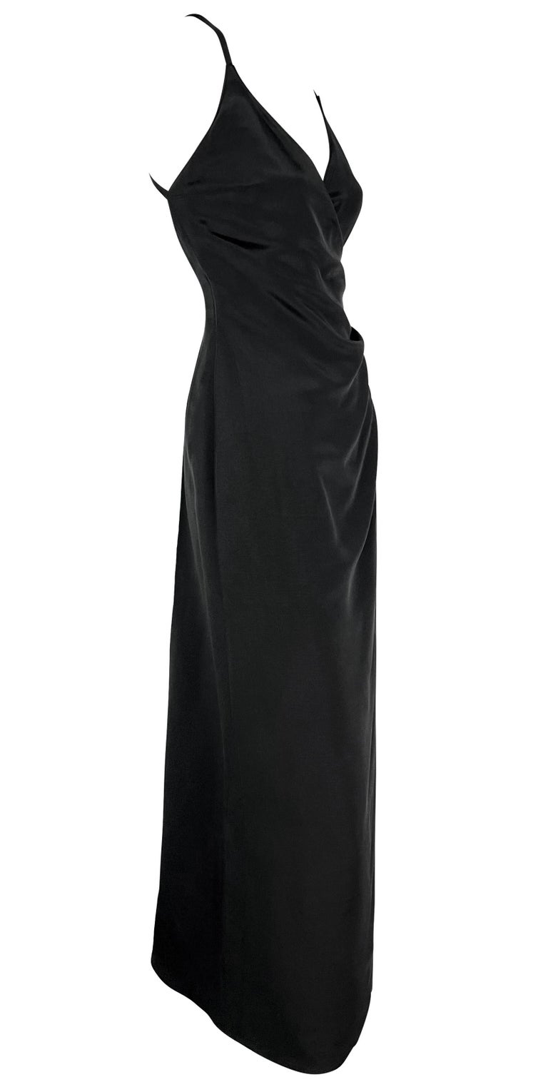 giorgio armani silk cady long black dress Giorgio Armani Draped Iridescent Jersey Midi Dress