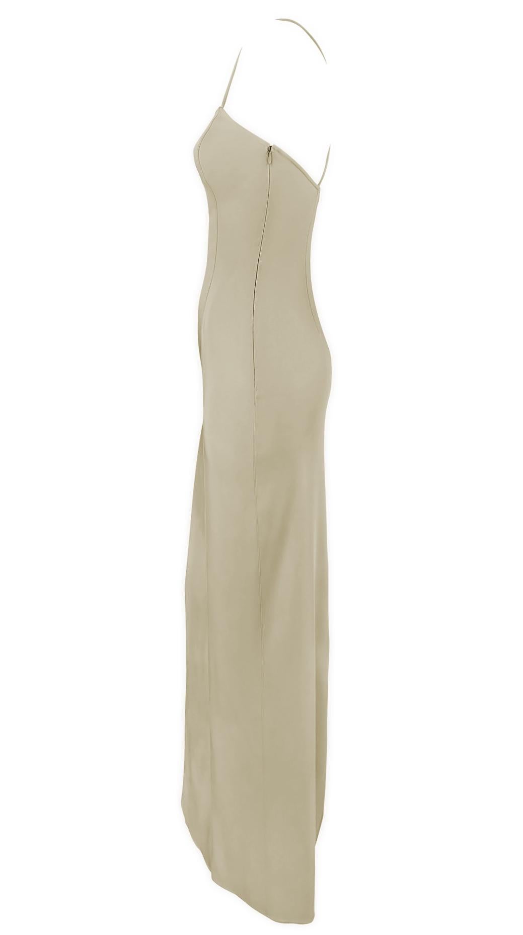 De las mujeres Finales de los 90 Giorgio Armani Vestido de Columna de Seda Beige Bodycon Slip Dress en venta