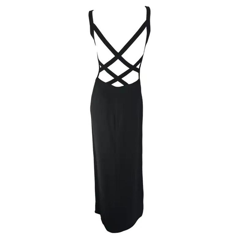 Ende der 1990er Jahre Giorgio Armani Schwarzes rückenfreies Bodycon-Stretch-Trägerkleid