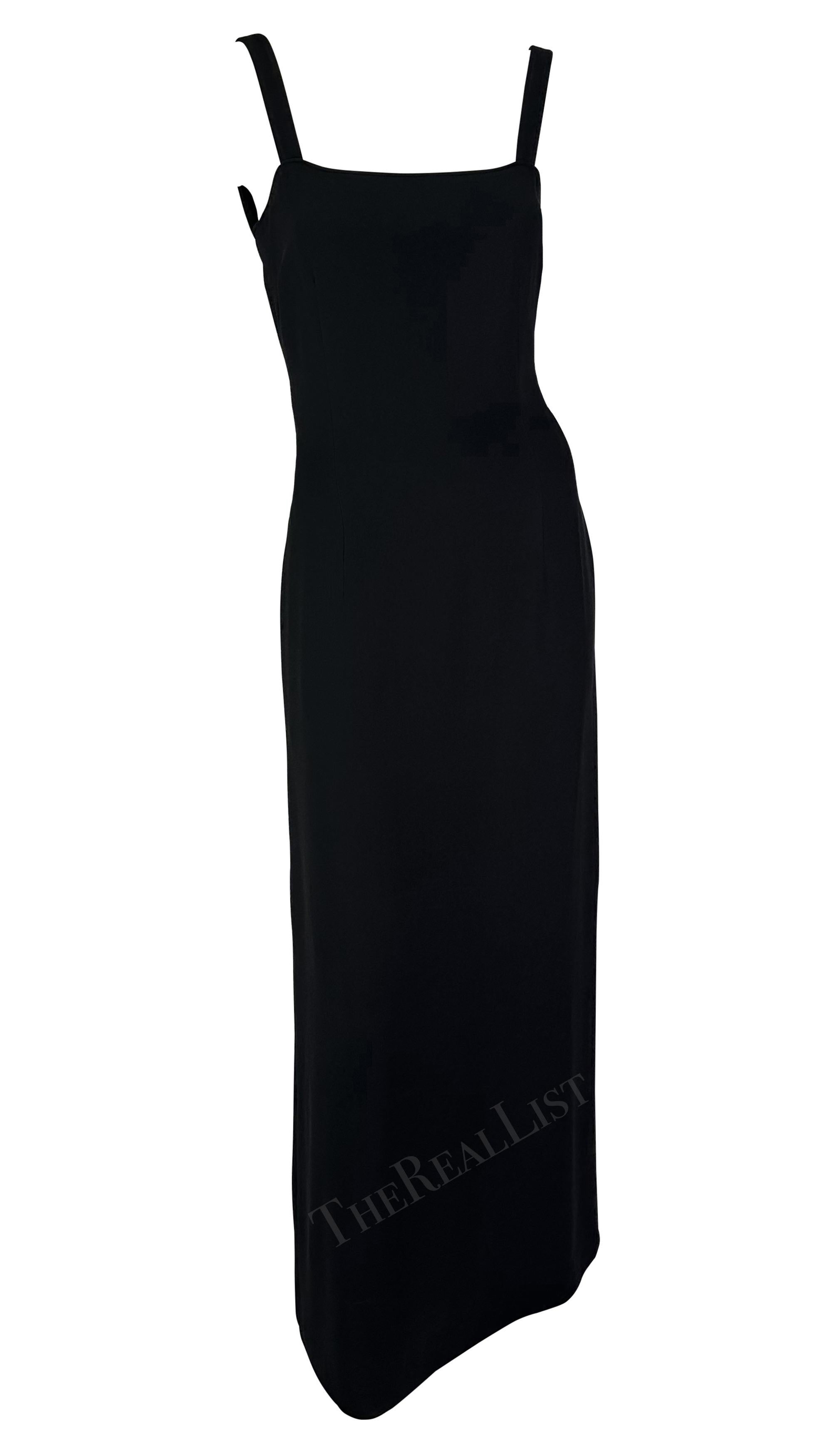 Women's Late 1990s Giorgio Armani Black Backless Bodycon Stretch Strap Gown For Sale