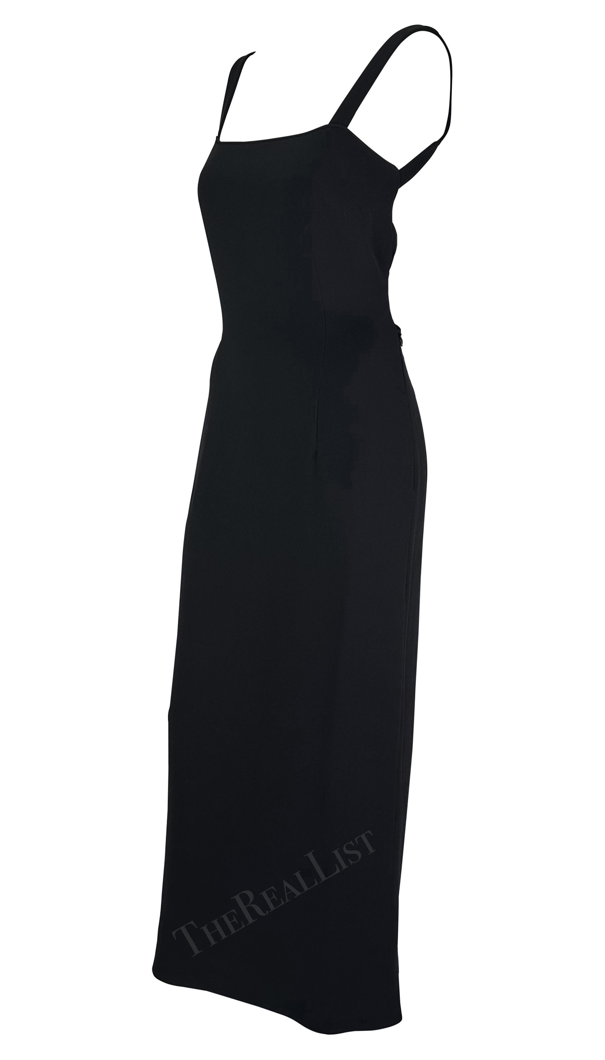 Late 1990s Giorgio Armani Black Backless Bodycon Stretch Strap Gown For Sale 1
