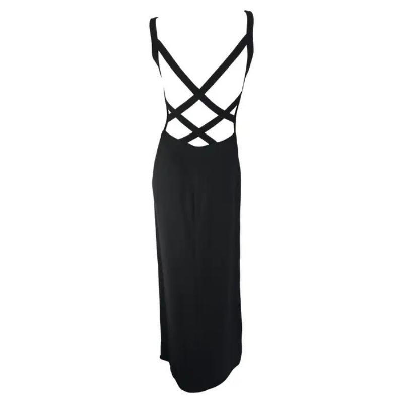 Ende der 1990er Jahre Giorgio Armani Schwarzes rückenfreies Bodycon-Stretch-Trägerkleid
