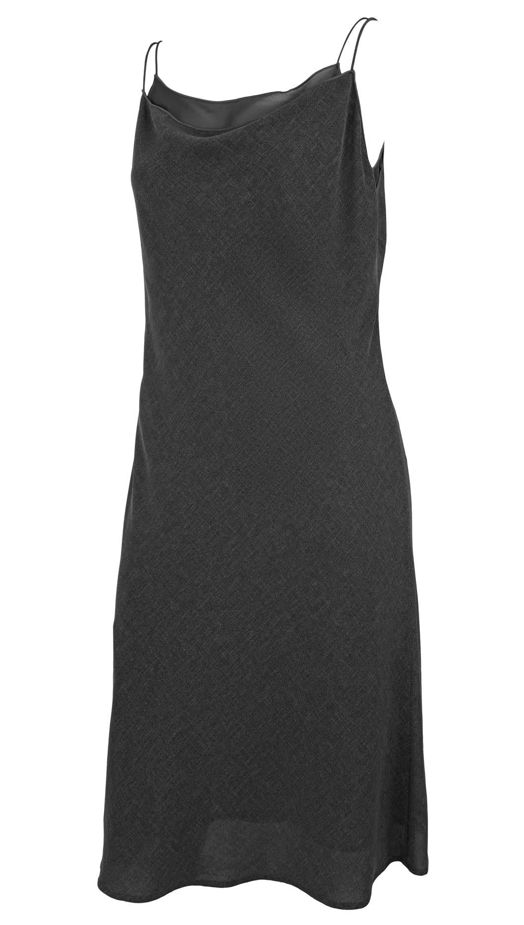 Black Late 1990s Giorgio Armani Grey Chiffon Double Slip Dress For Sale