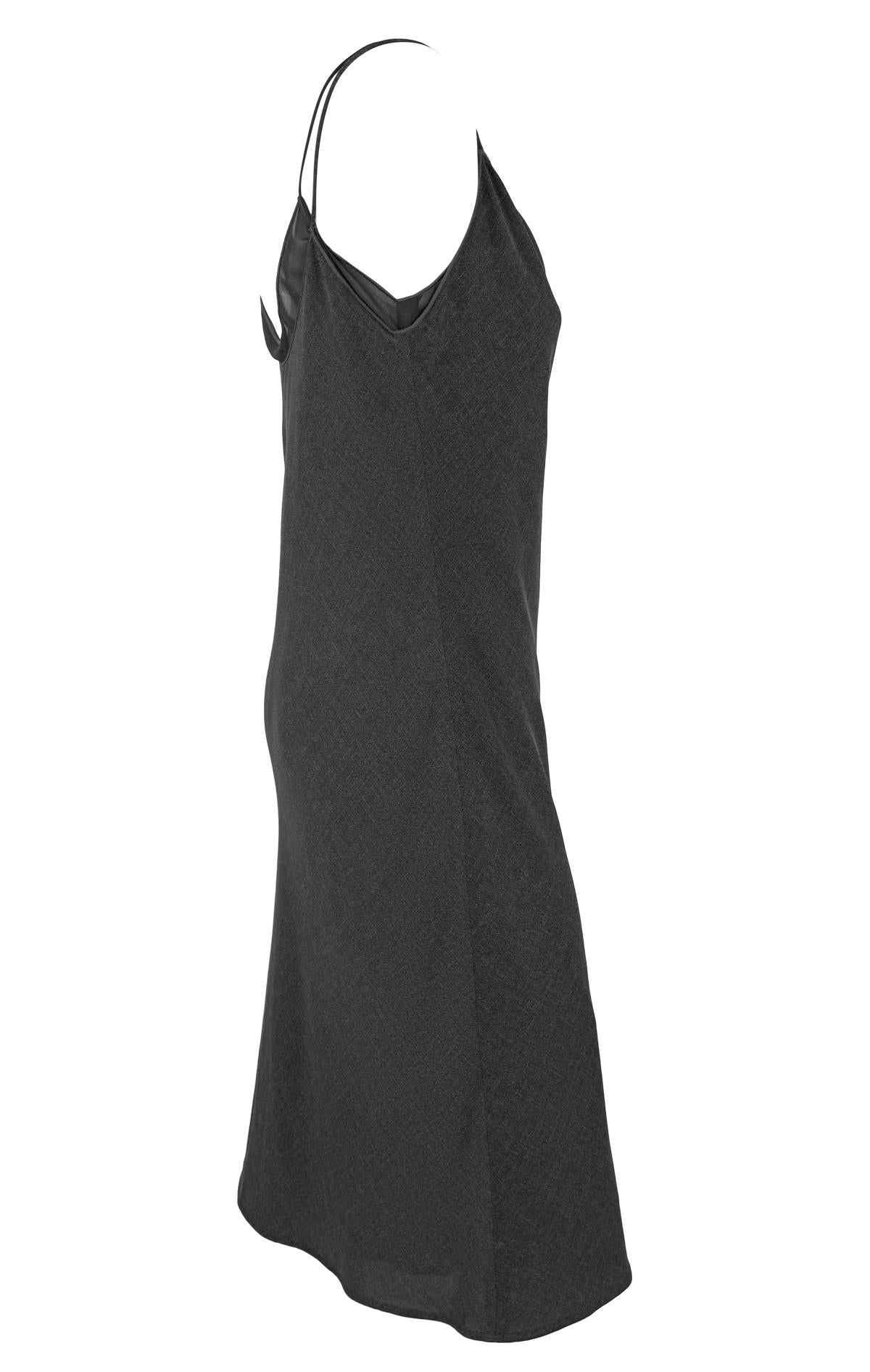Late 1990s Giorgio Armani Grey Chiffon Double Slip Dress For Sale 1