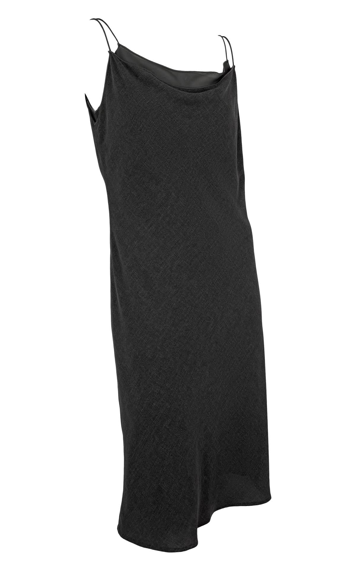 Late 1990s Giorgio Armani Grey Chiffon Double Slip Dress For Sale 2